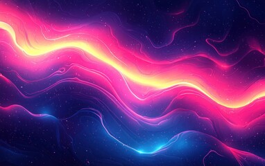 Obraz premium Abstract colorful waves of light flowing through a dark cosmic background