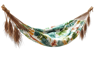 Colorful tropical hammock with lush foliage design perfect for relaxation outdoors