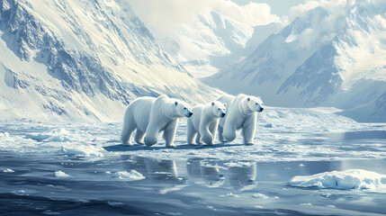 three polar bears