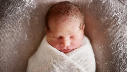 newborn baby sleeping in bed wrapped in blanket
