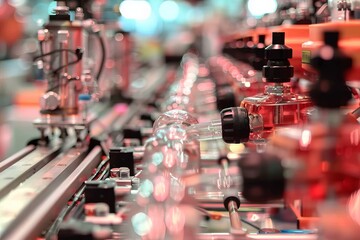 Obraz premium Industrial production line with machinery and automated systems for modern manufacturing