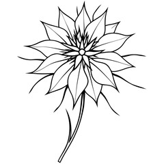Intricate line drawing of a blooming flower with detailed petals