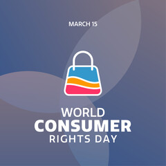 World Consumer Rights Day. Social Media template design with typographic text and bag illustration for annual March 15