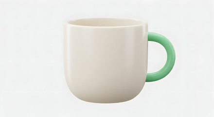Obraz premium Minimalist coffee cup with a green handle on a plain background, simple design
