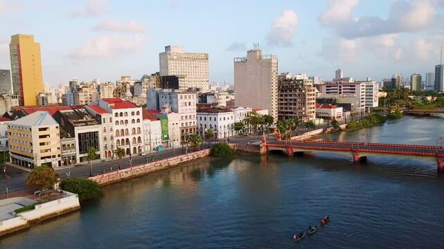 Recife Aerial View - Bridges, Capibaribe River, Historic Buildings

