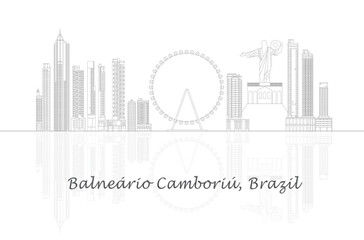 Fototapeta premium Outline Skyline panorama of city of Balneário Camboriú, Brazil - vector illustration