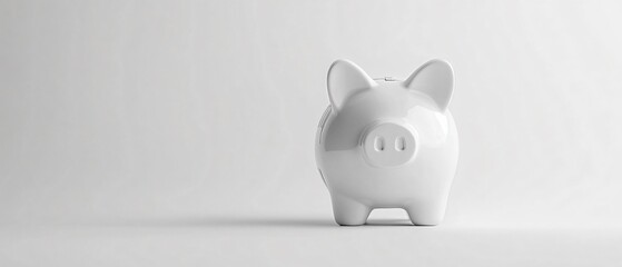 Professional White Piggy Bank with Money Isolated on White Image Usage and Purpose