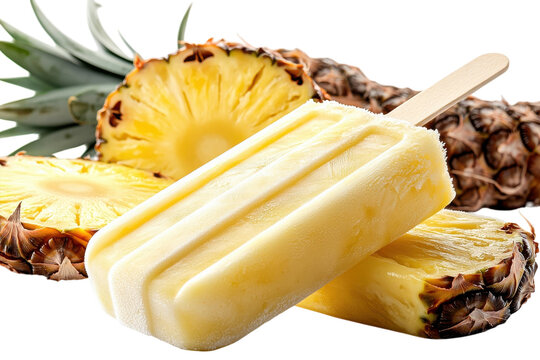 Refreshing pineapple popsicle with fresh fruit displayed on a bright background