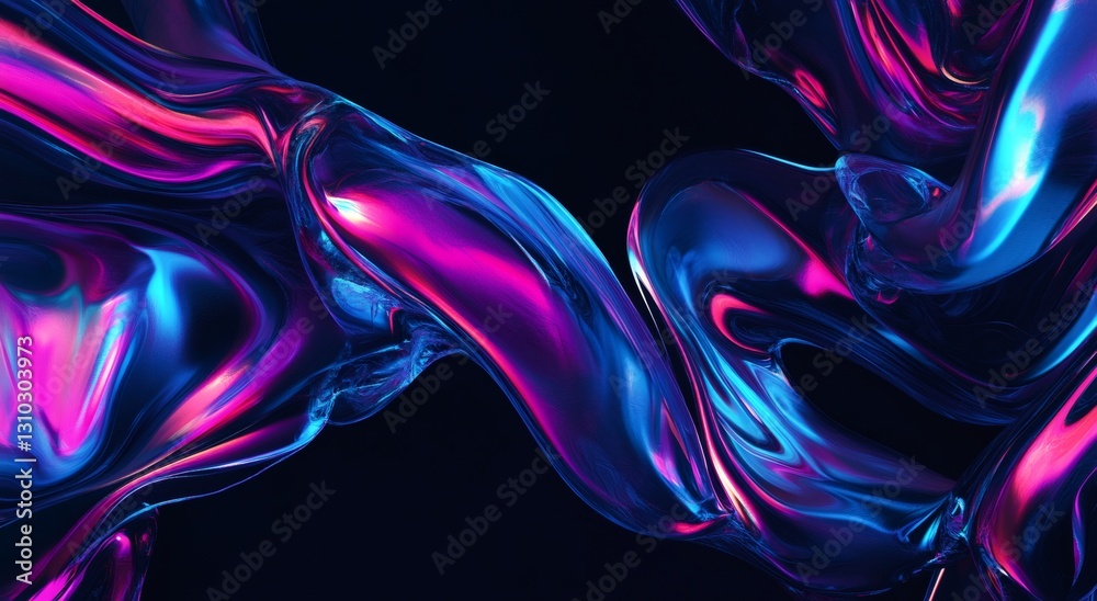 Poster abstract background with swirling, iridescent, and colorful shapes, creating a mesmerizing visual ef