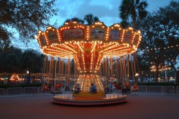 Colorful night ride with lights and passengers enjoying the excitement of a ferris wheel.
