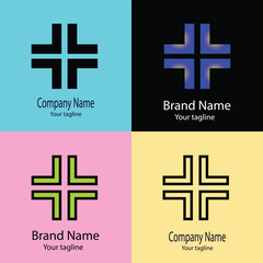 Obraz premium Abstract logo design with different designs of the same shape For business company. Color editable.