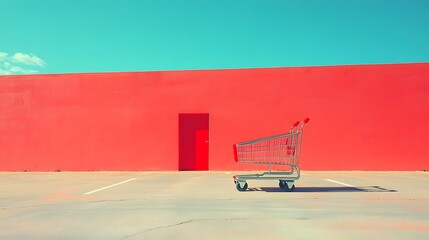 Future oriented technology shopping cart with solid color background