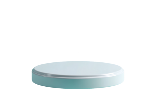 Empty Light Blue Cylinder Podium On Transparent Background, PNG