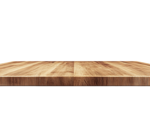 Empty Light Brown Wooden Table Top Isolated On Transparent Background, PNG