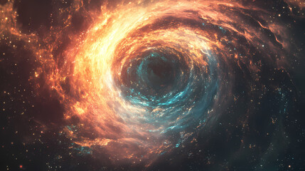 Fototapeta premium Ethereal swirling vortex of iridescent hues in a boundless expanse , haze, glowing, abstract vector background. Boundless - Horizon. Illustration