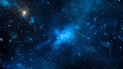 Naklejka premium Infinite space with numerous stars and dark blue background, heavenly, galaxy, boundless. Boundless - Horizon. Illustration