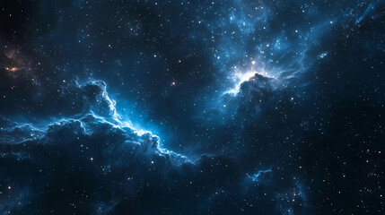 Obraz premium Infinite space with numerous stars and dark blue background, heavenly, galaxy, boundless. Boundless - Horizon. Illustration