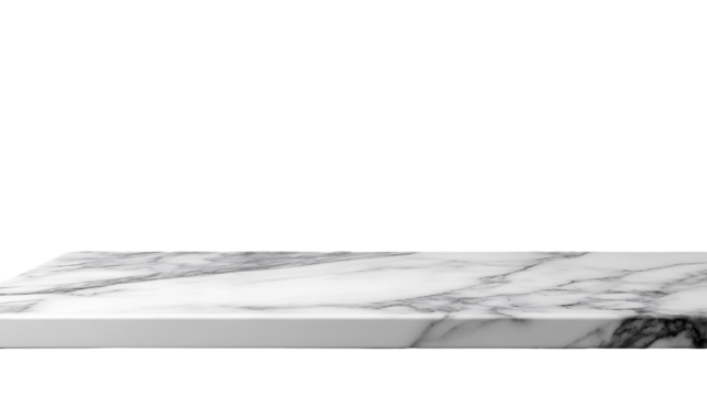 Empty White Marble Shelf on Transparent Background, PNG