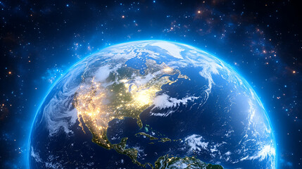 Obraz premium Earth at Night, Space Background, City Lights, Globe