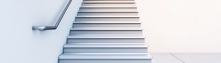 Obraz premium A modern, minimalistic staircase leading upwards, showcasing clean lines and a bright, inviting atmosphere.