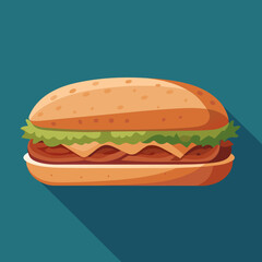 A delicious sandwich with fresh ingredients on a vibrant background