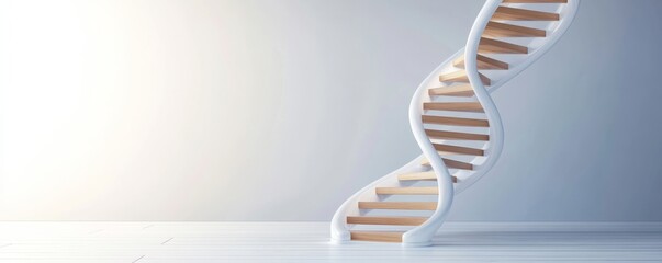 A modern spiral staircase resembling a DNA helix, symbolizing innovation and growth in contemporary design.