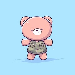 Obraz premium Cute Bear in Camo Outfit (1)
