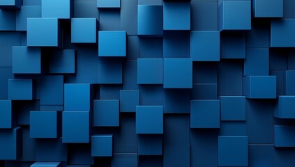 Abstract blue square pattern wall