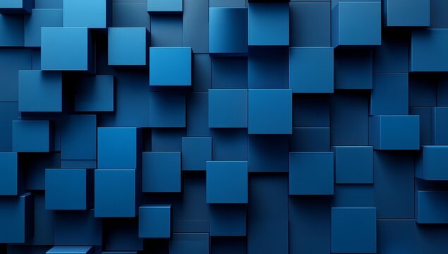 Abstract blue square pattern wall