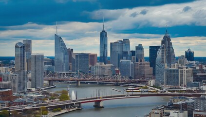  Aerial View Over Downtown Portland Oregon and the Willamette River 