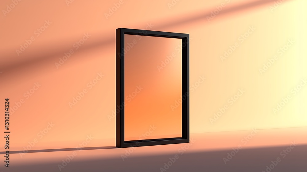 Poster minimalist black frame peach background modern design template