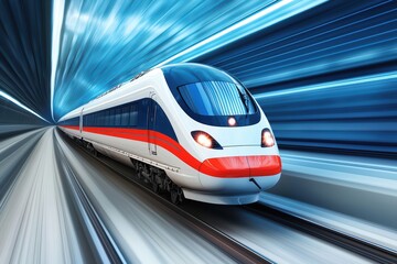 Fototapeta premium High-Speed Train in Motion Capturing the Essence of Modern Transport Technology