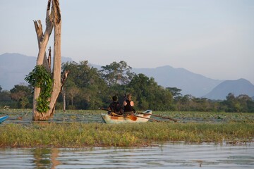 canoe on lake, Sri Lanka