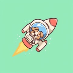 Dog Astronaut Rocket Launch