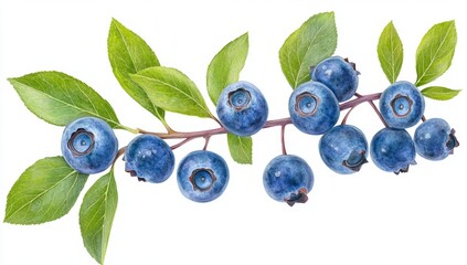 Fresh Blueberry Branch Illustration
