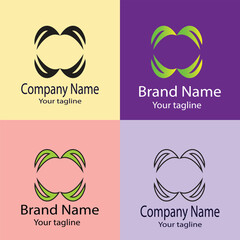Abstract logo design with different designs of the same shape For business company. Color editable.
