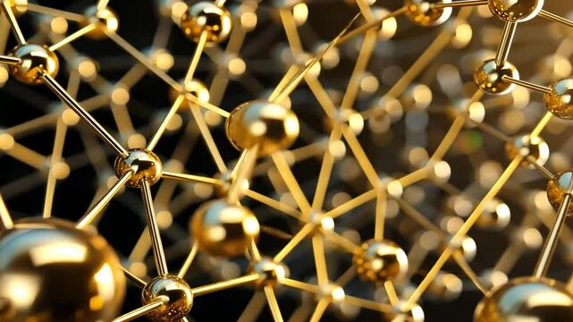 Goldene Molek&uuml;lstruktur mit verbundenen Elementen