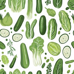 Green Vegetables Pattern for Healthy Vegan Food Concept