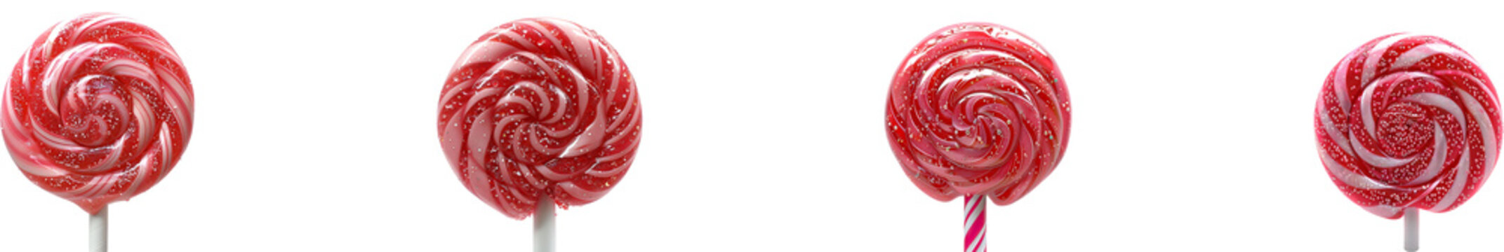 Red swill lollipop on transparent background collection set