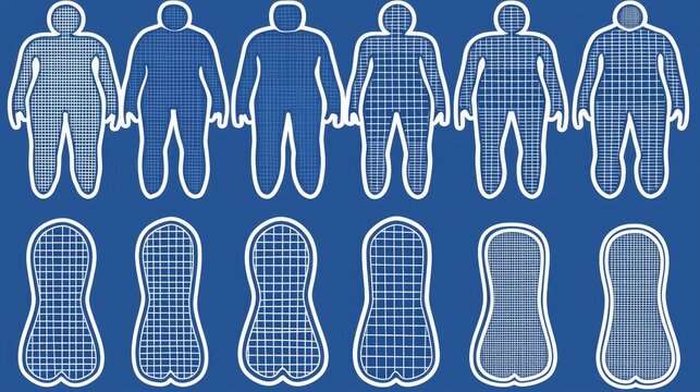 Body types visualization and comparison. BMI or weight loss concept for health articles