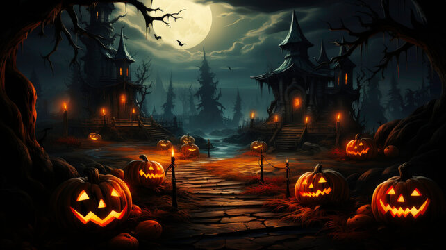 Digital illustration vector template of Halloween, ideal for festive and creative projects