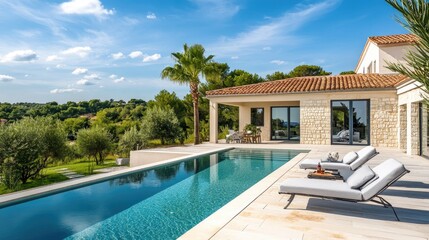 Fototapeta premium Luxury Villa with Infinity Pool and Stunning Views