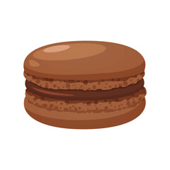 French macaron dessert with chocolate flavor isolated on white background.