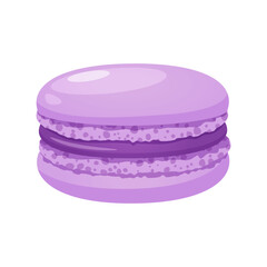 French macaron dessert with lavender flavor isolated on white background.