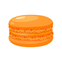 French macaron dessert with mango flavor isolated on white background.