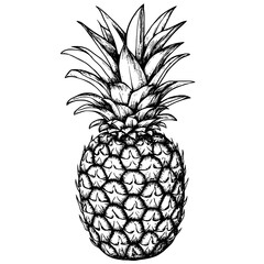Obraz premium Engraved illustration of a pineapple showcasing intricate details for tattoo and packaging design inspiration
