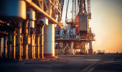 Drilling rigs in an oil field in the desert