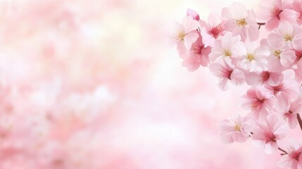 A serene close-up of delicate pink cherry blossoms against a soft pastel background, perfect for themed designs, spring promotions, or floral aesthetics