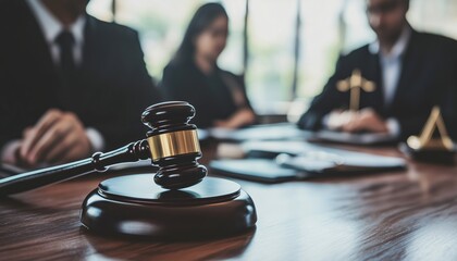 Business Lawyers Collaborating In Courtroom To Navigate Legal Legislation For Client Assistance.