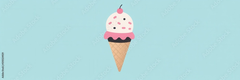 Poster minimalistic ice cream cone logo designed in pastel colors with a playful and cute appearance set ag